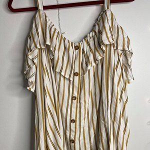 3 FOR $15 - Striped Cold-Shoulder Blouse